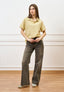 T-shirt polo a righe - GIALLO