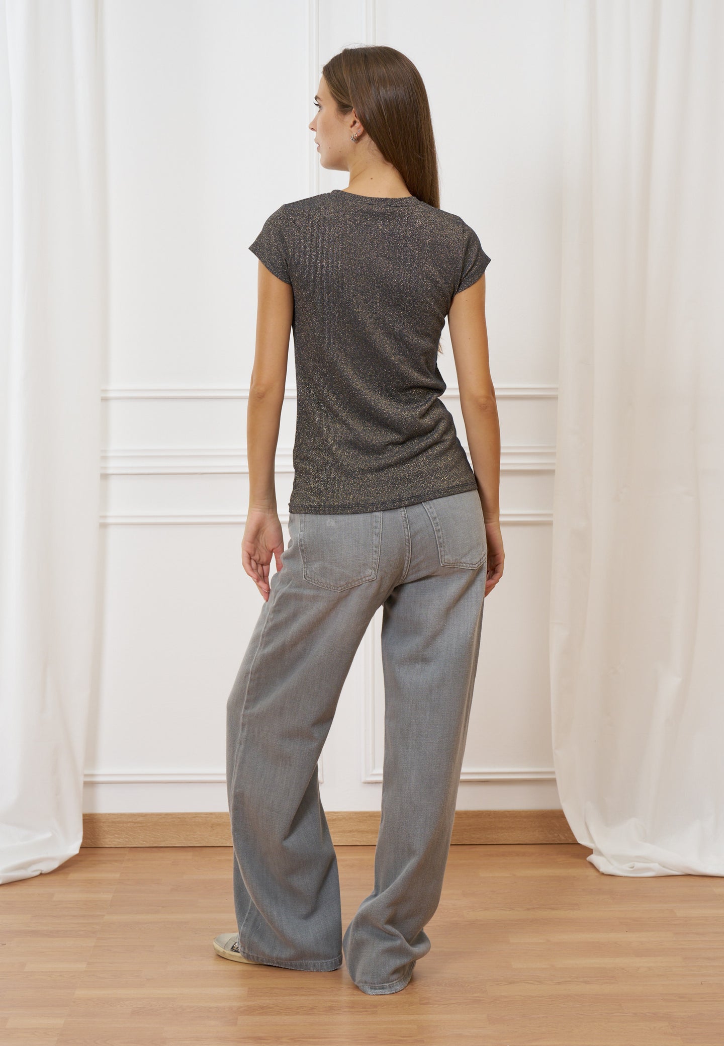 T-shirt a costine in lurex