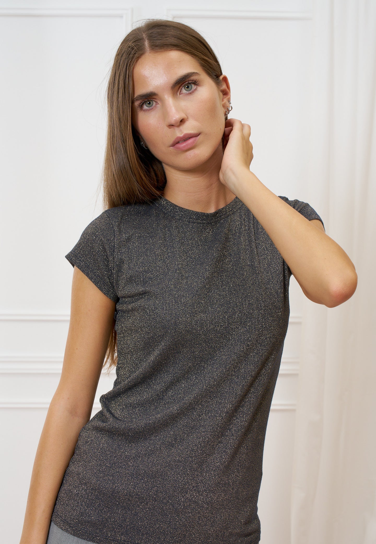 T-shirt a costine in lurex