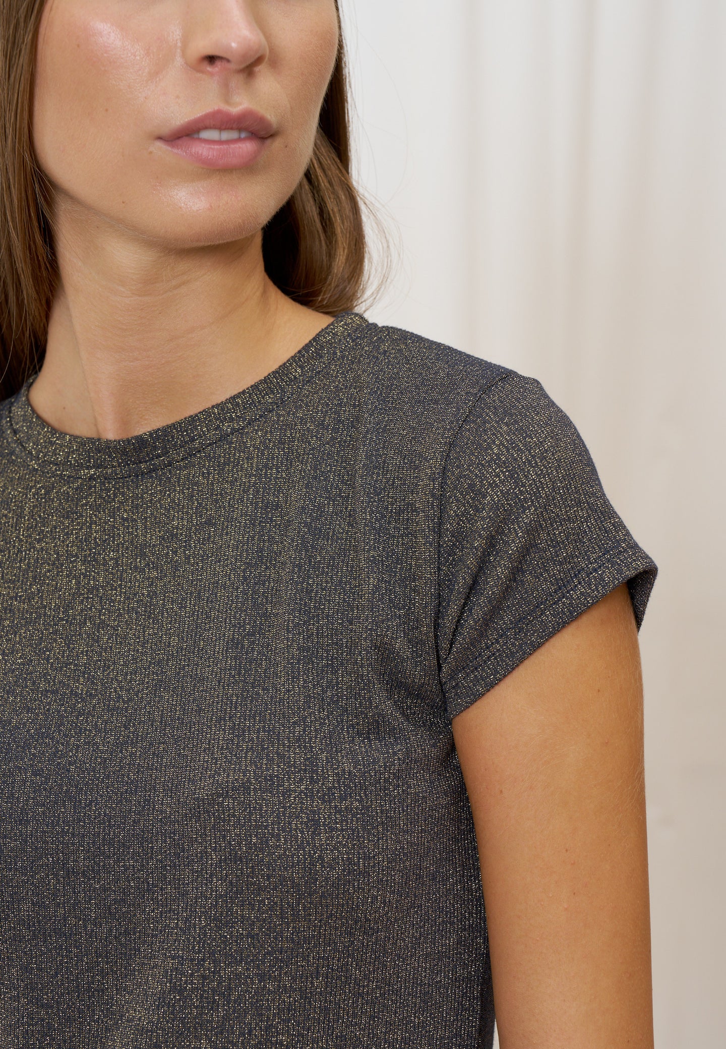 T-shirt a costine in lurex