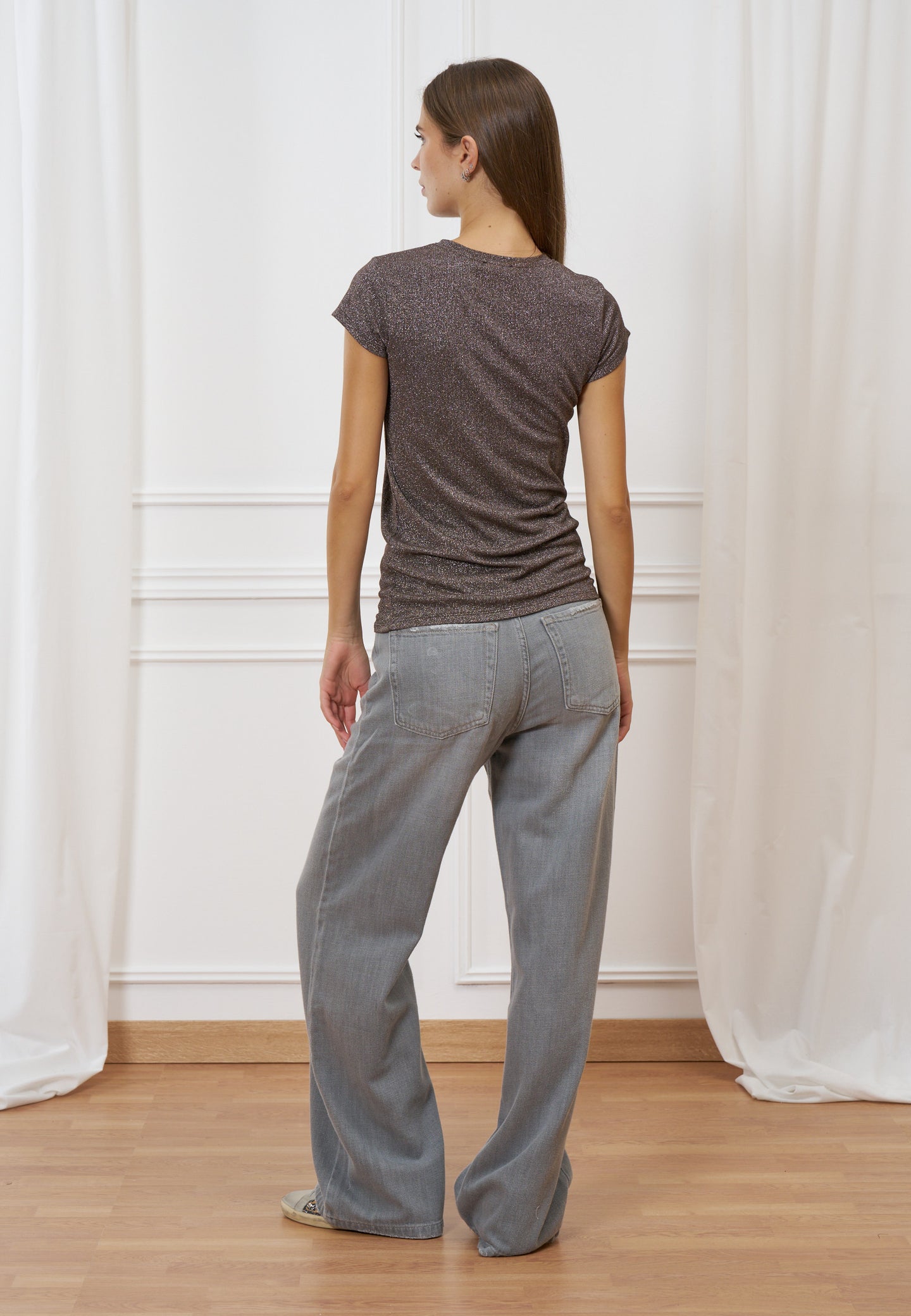 T-shirt a costine in lurex