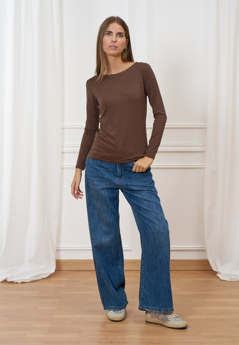 T-shirt a righe bicolore