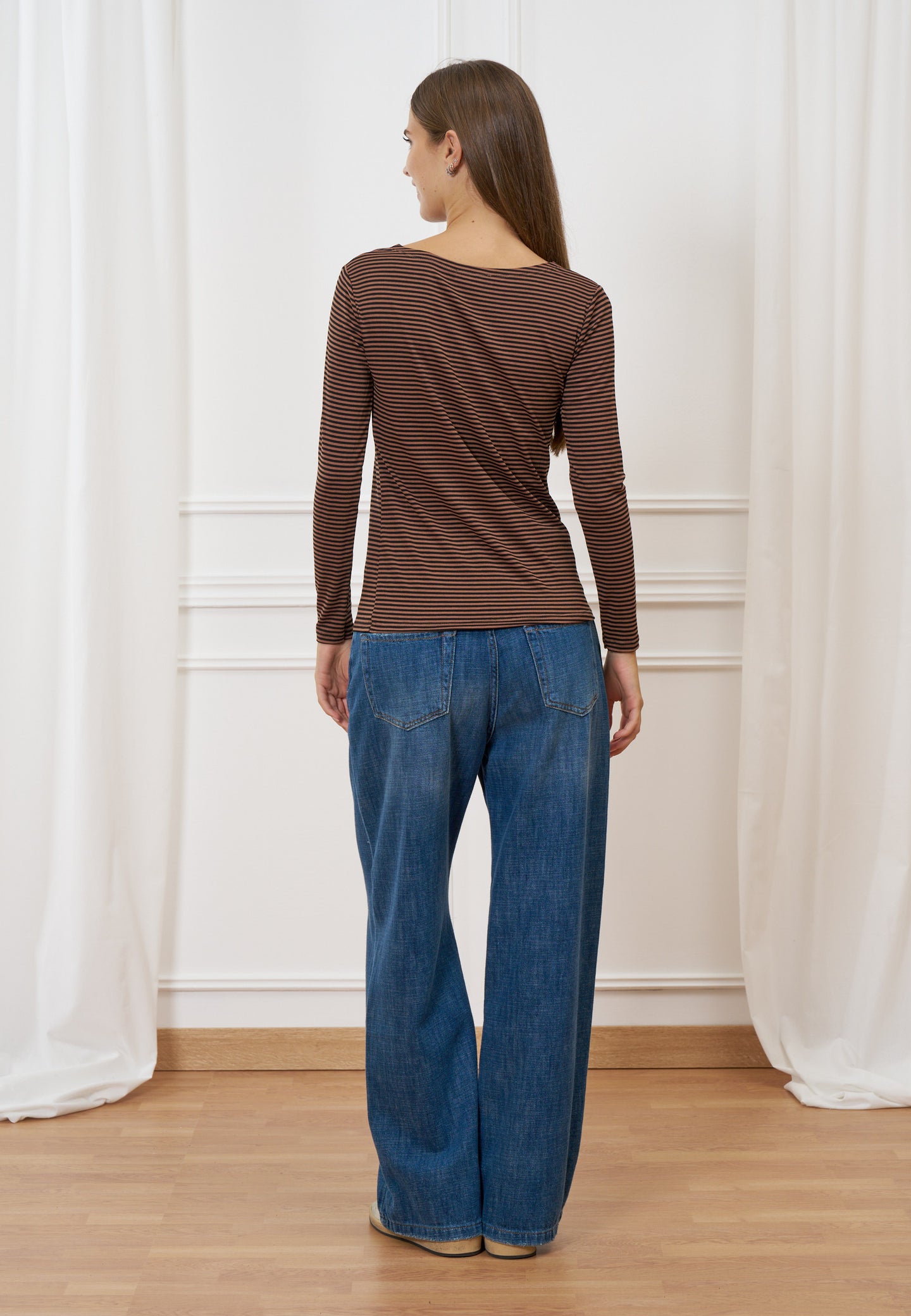 T-shirt a righe bicolore