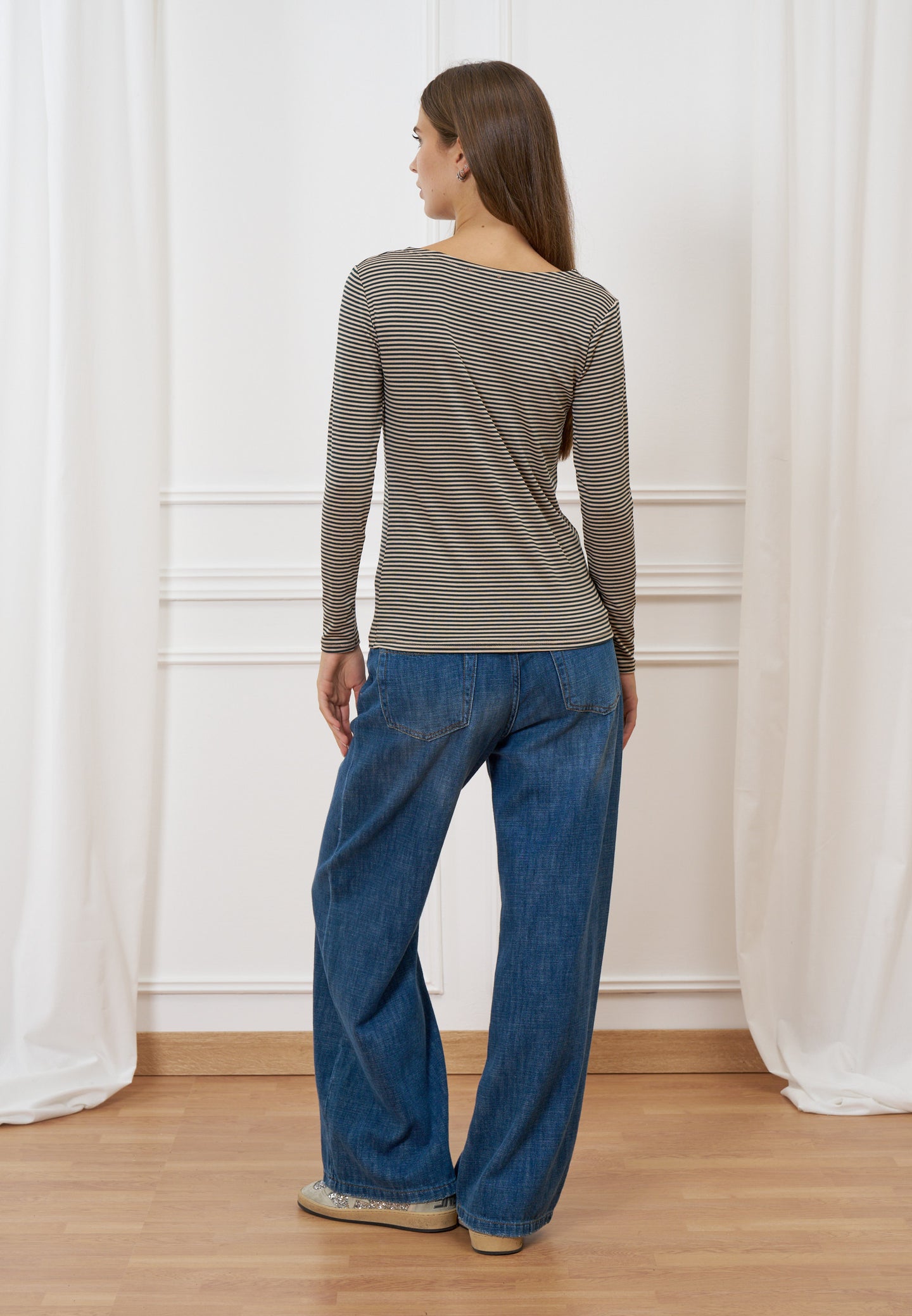 T-shirt a righe bicolore