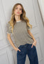 T-shirt a righe bordi ricamati