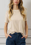 T-shirt a righe bordi ricamati