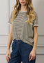 T-shirt a righe bordi ricamati