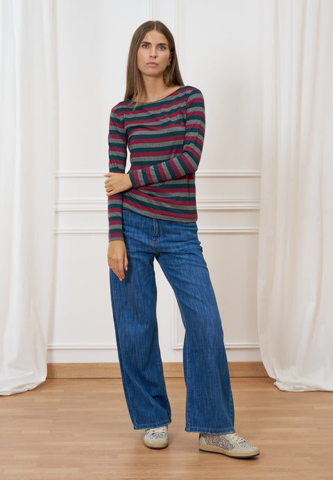 T-shirt a righe multicolore