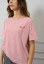 T-shirt a righe ricamo love