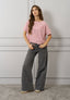 T-shirt a righe ricamo love