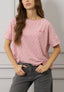 T-shirt a righe ricamo love