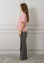 T-shirt a righe ricamo love