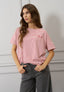 T-shirt a righe ricamo love