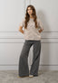 T-shirt a righe ricamo love