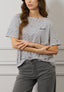 T-shirt a righe ricamo love