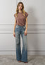 T-shirt con spalline misto lino