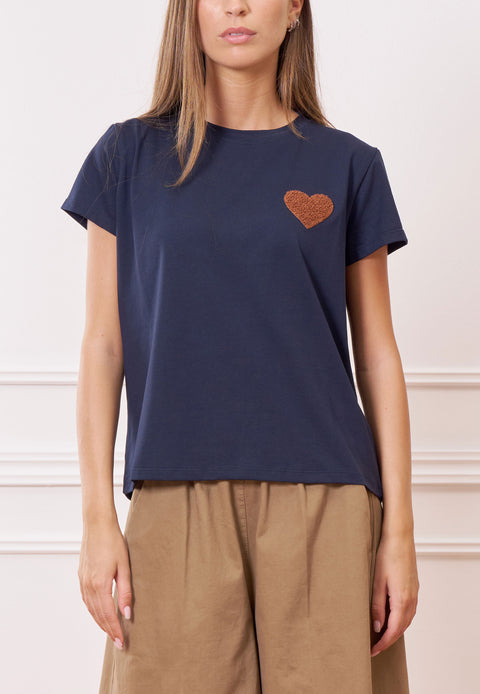 T-shirt cuore ricamato