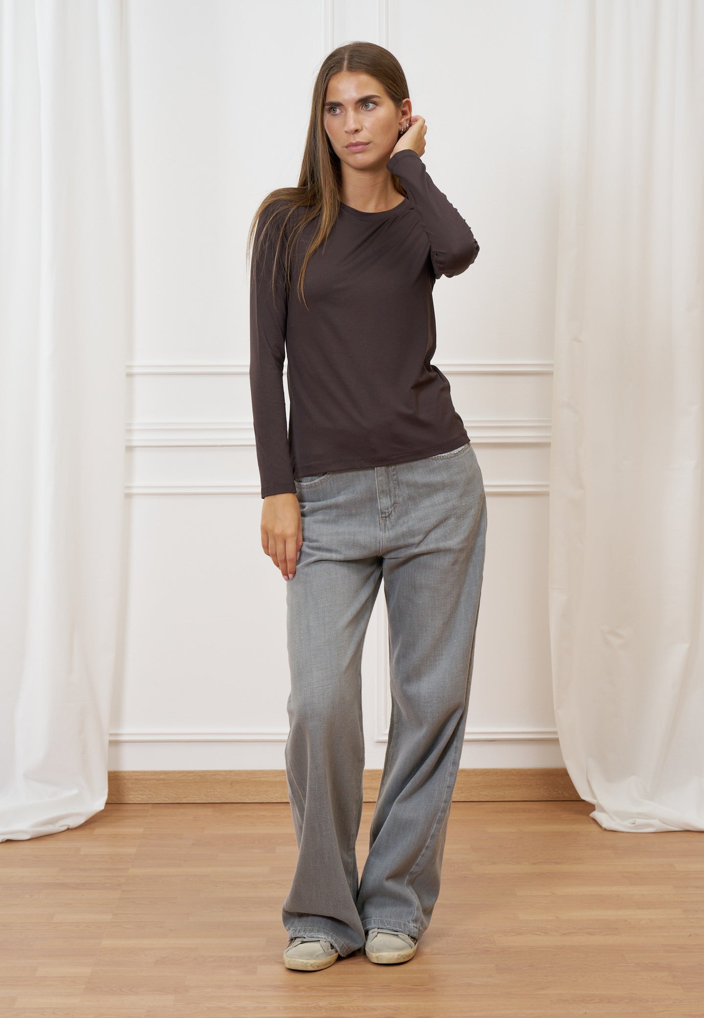 T-shirt girocollo manica lunga