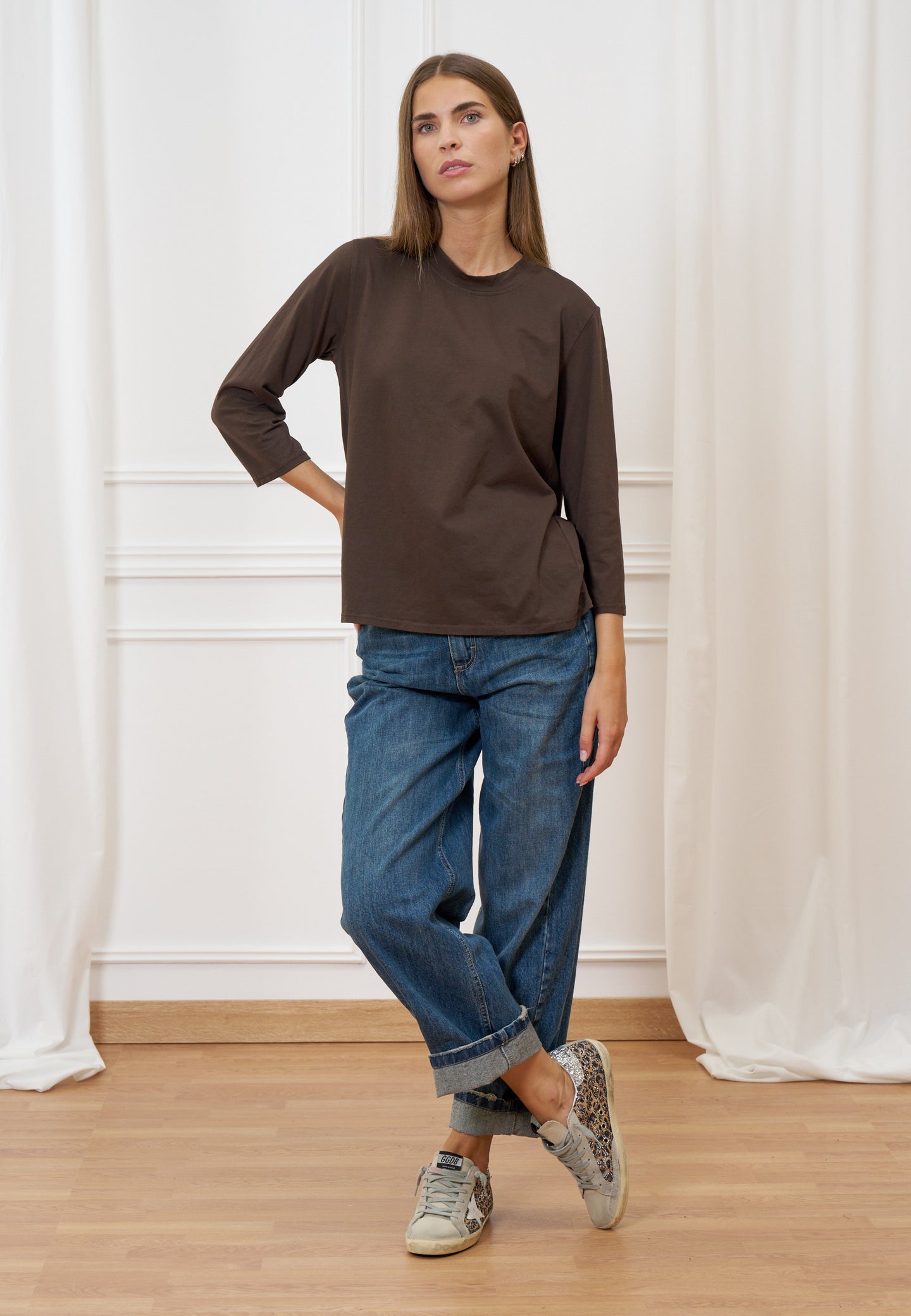 T-shirt girocollo manica trequarti