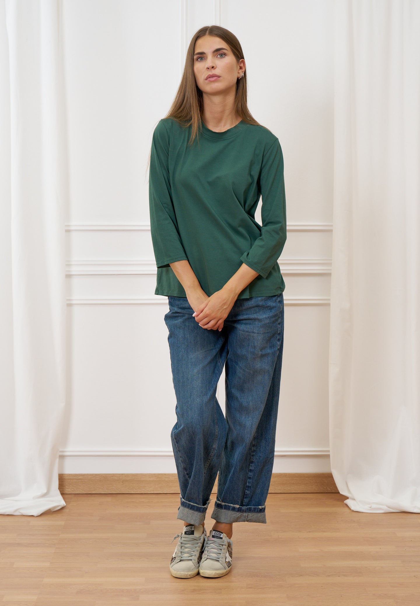 T-shirt girocollo manica trequarti