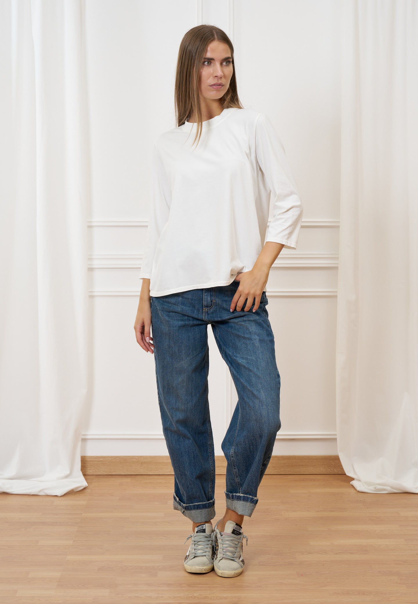 T-shirt girocollo manica trequarti