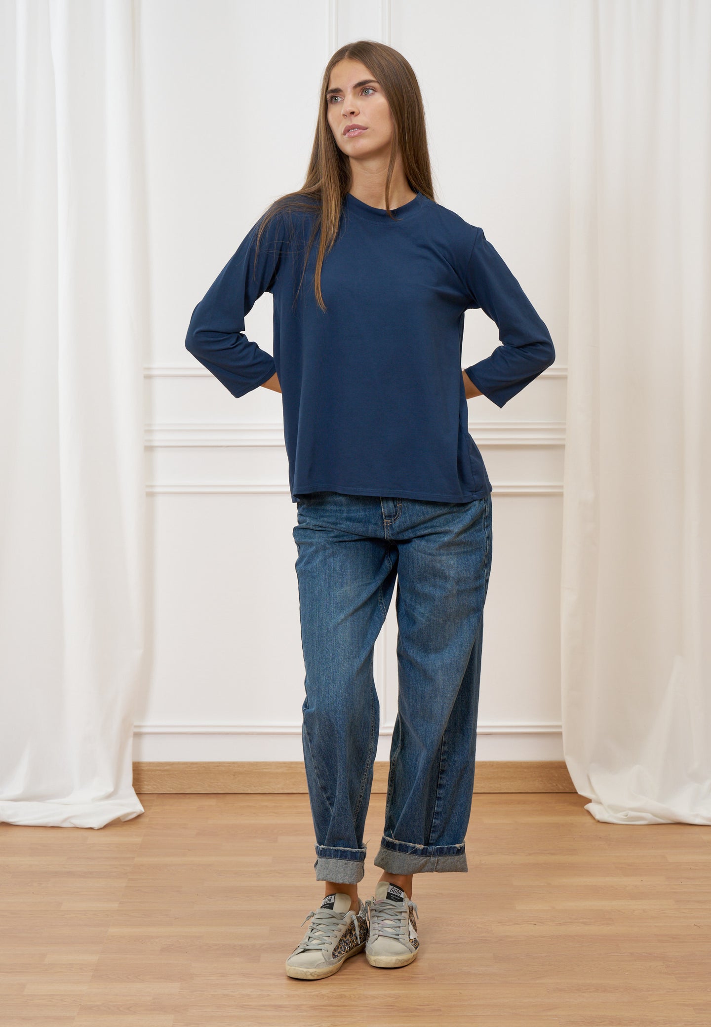 T-shirt girocollo manica trequarti