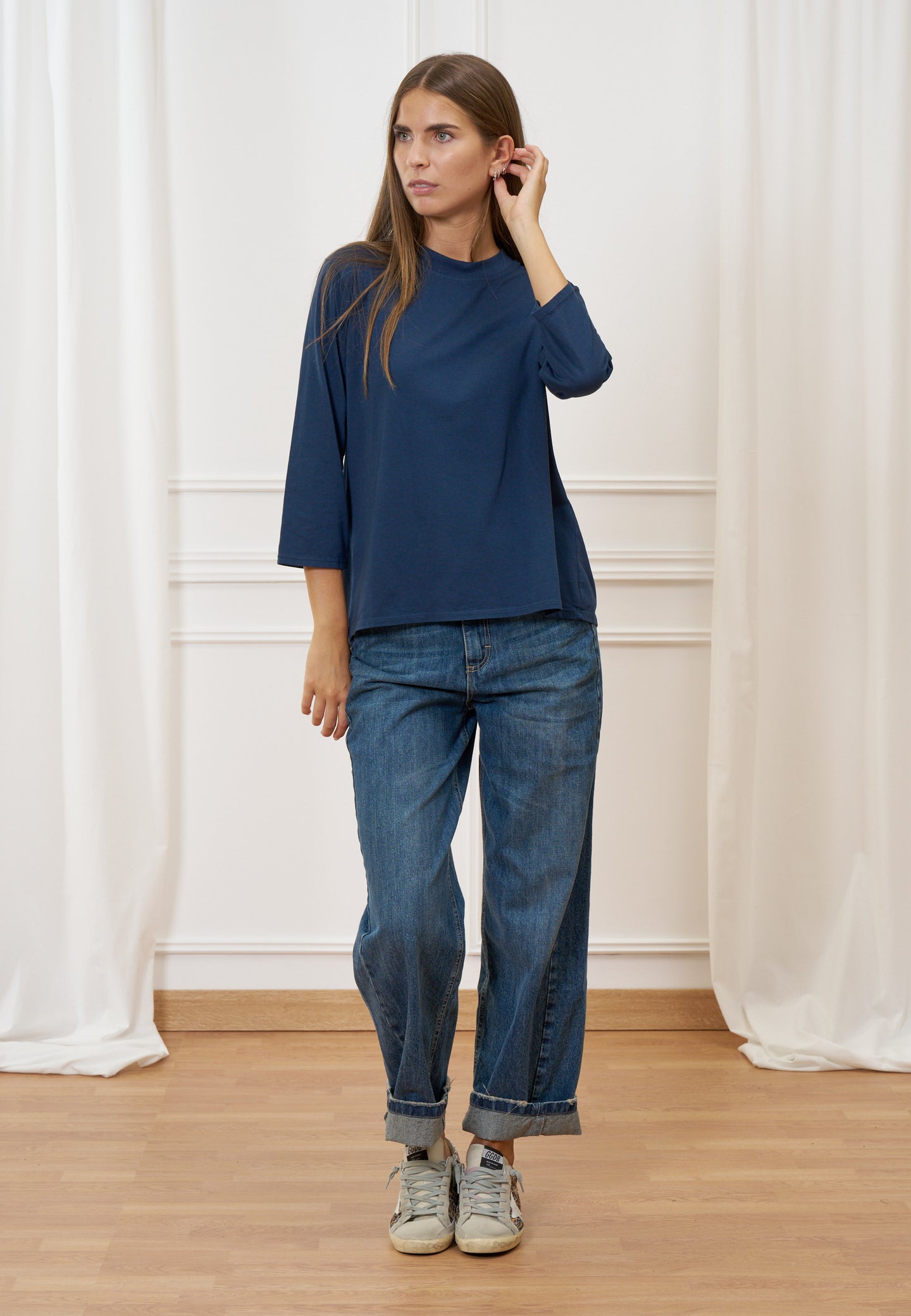 T-shirt girocollo manica trequarti