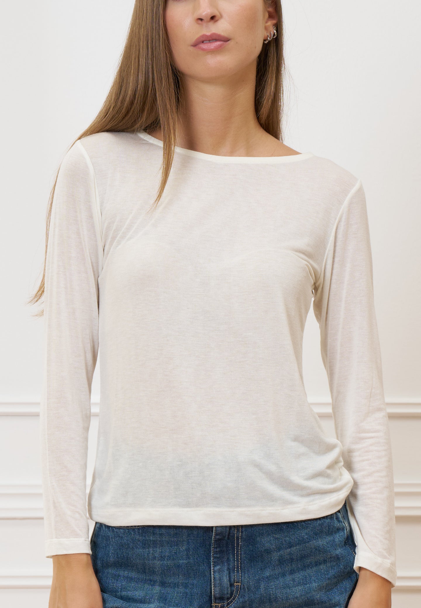 T-shirt girocollo misto cachemire