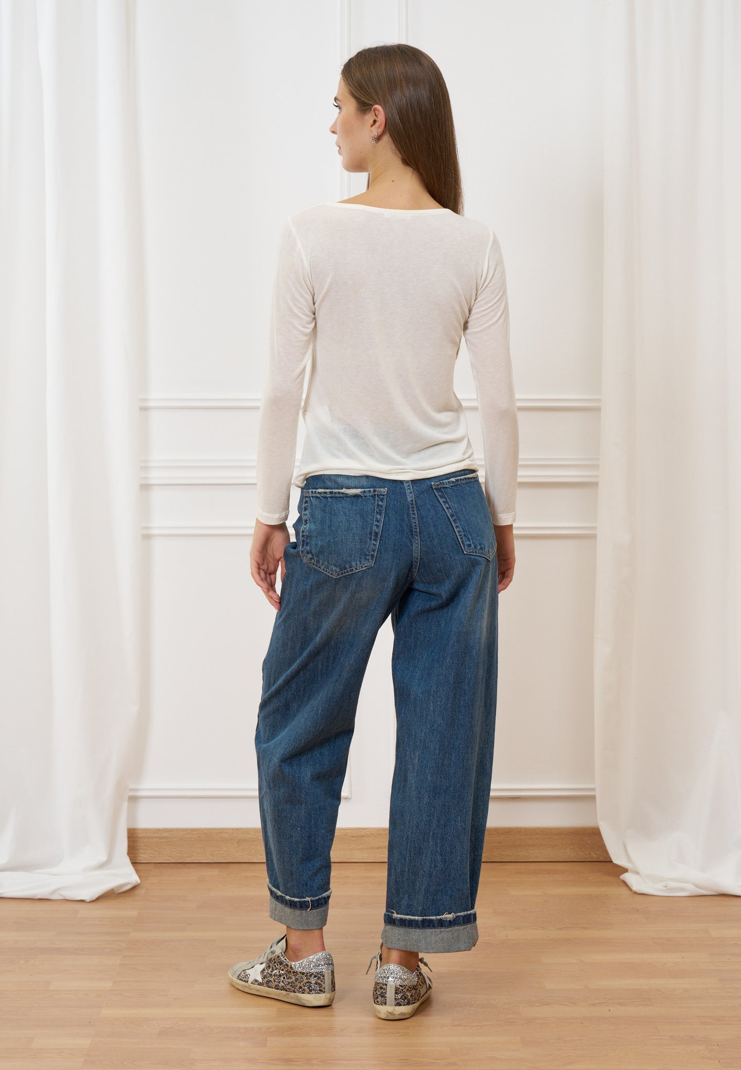 T-shirt girocollo misto cachemire