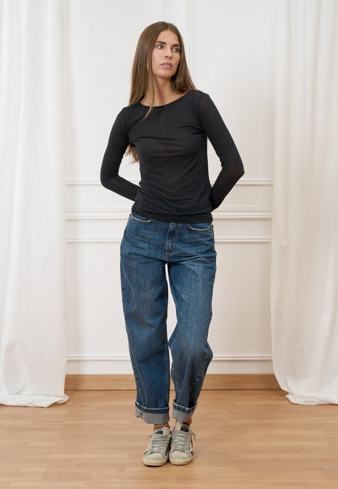 T-shirt girocollo misto cachemire