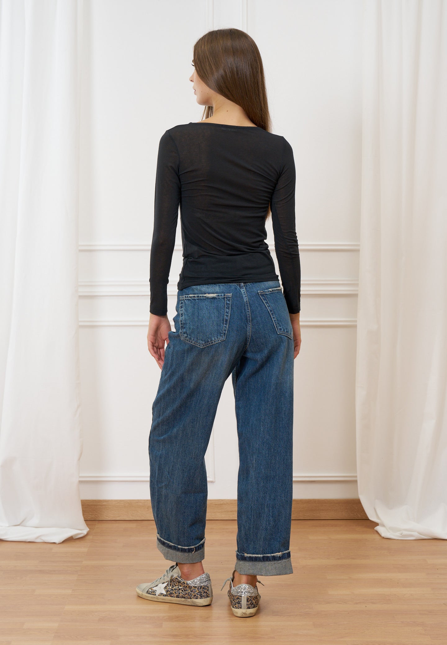 T-shirt girocollo misto cachemire