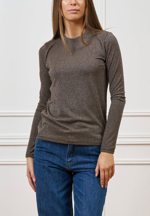 T-shirt in lurex a maniche lunghe
