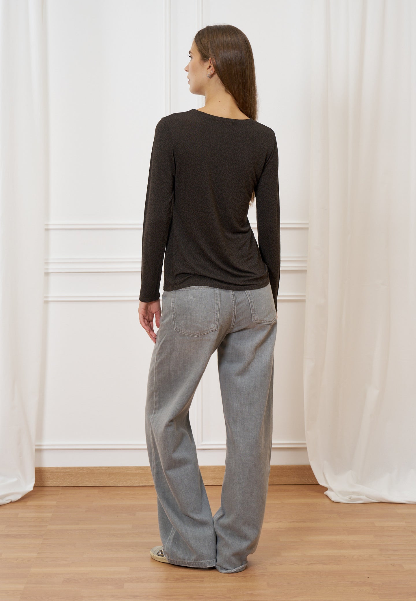 T-shirt maculata maniche lunghe