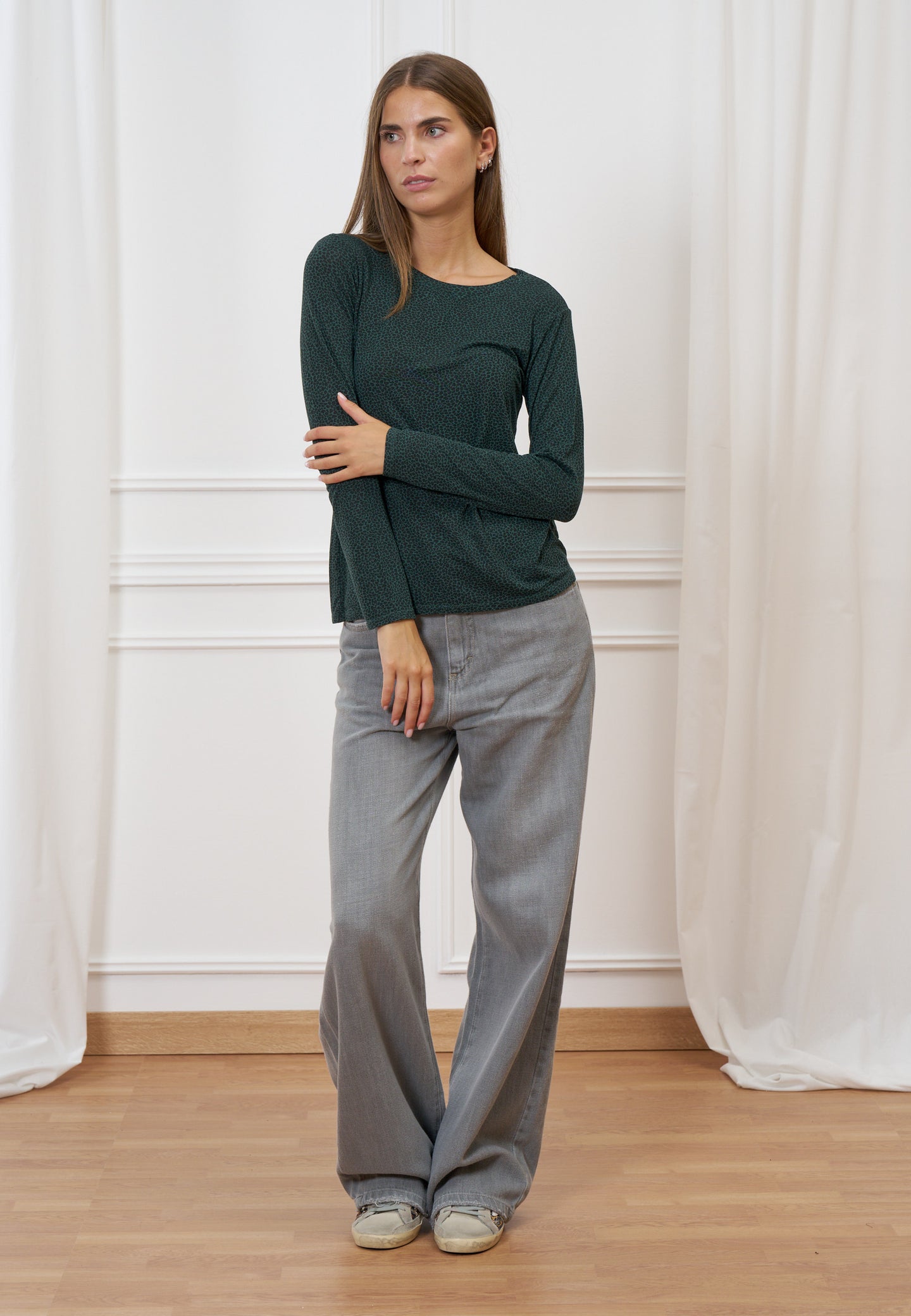 T-shirt maculata maniche lunghe