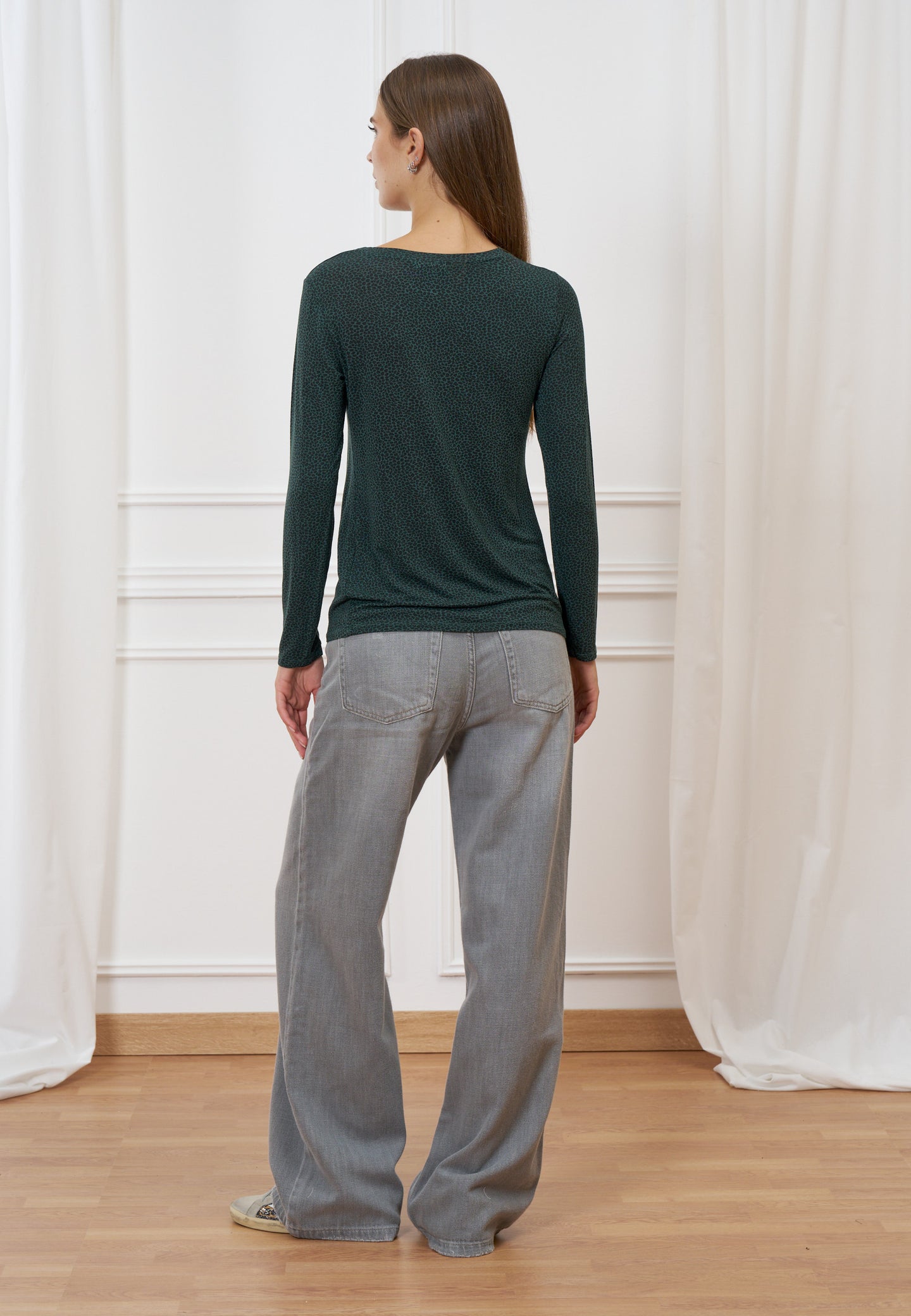 T-shirt maculata maniche lunghe