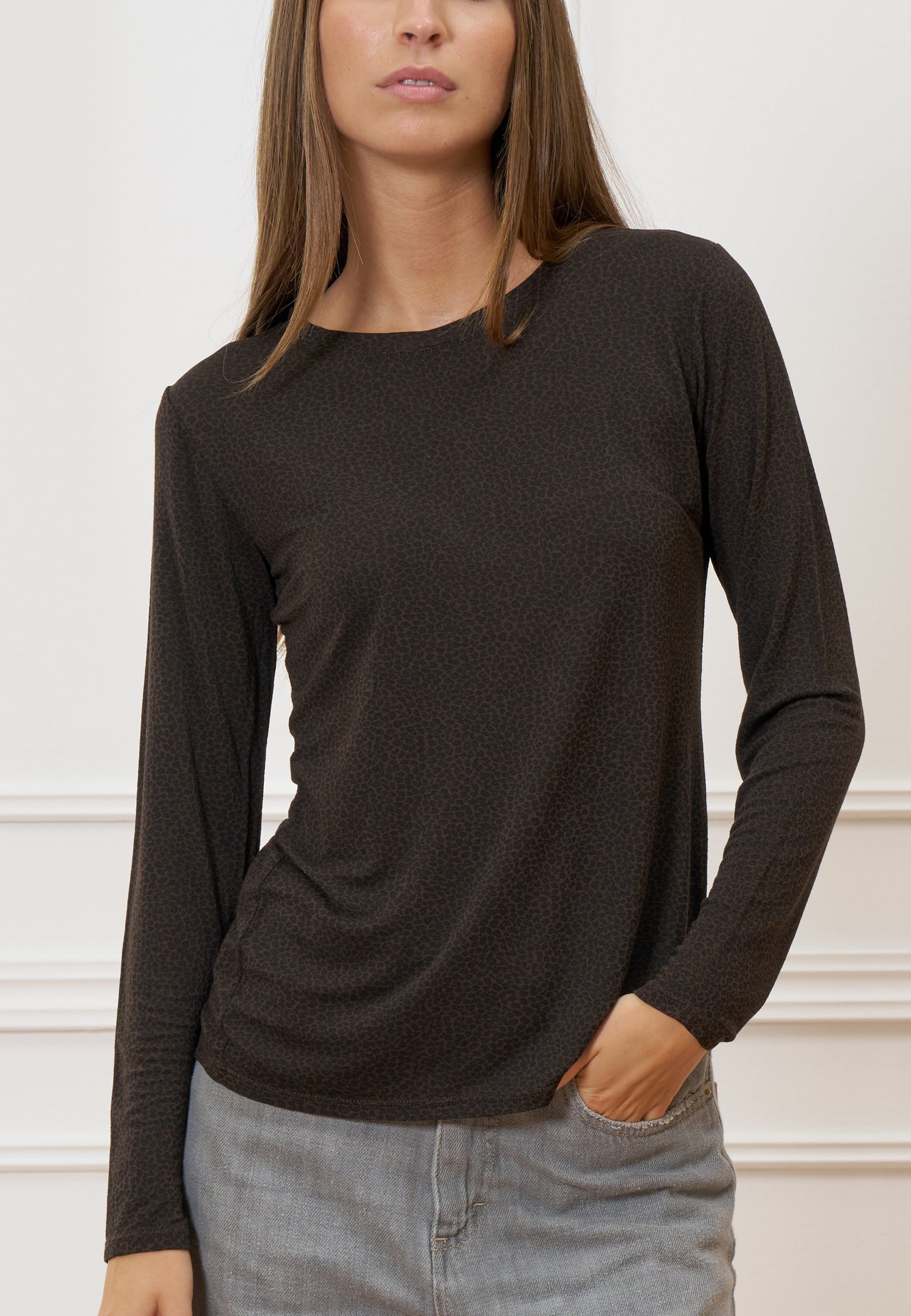 T-shirt maculata maniche lunghe