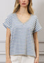 T-shirt righe scollo in lurex