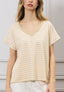 T-shirt righe scollo in lurex