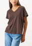 T-shirt scollo a v con spacchetti fondo