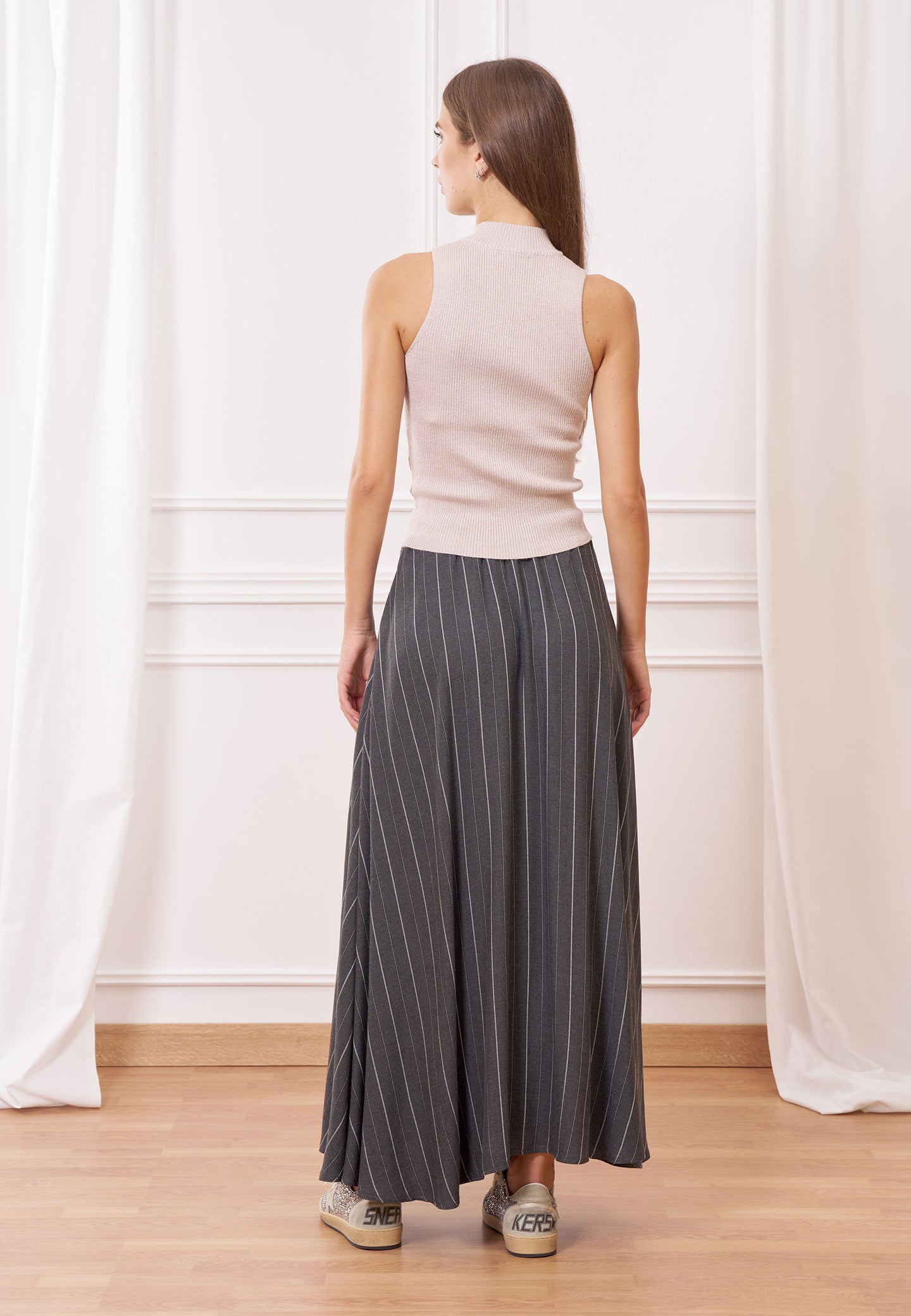 Top maglia costine lurex