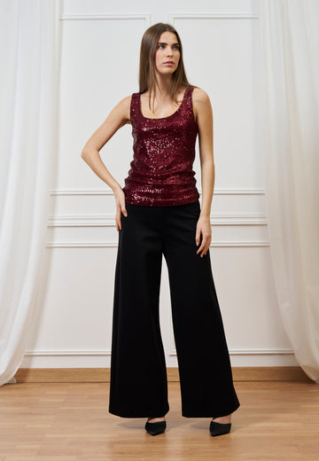 Top paillettes scollo profondo
