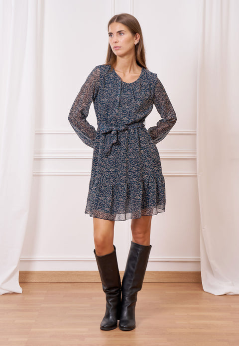 Vestito corto fantasia fusciacca