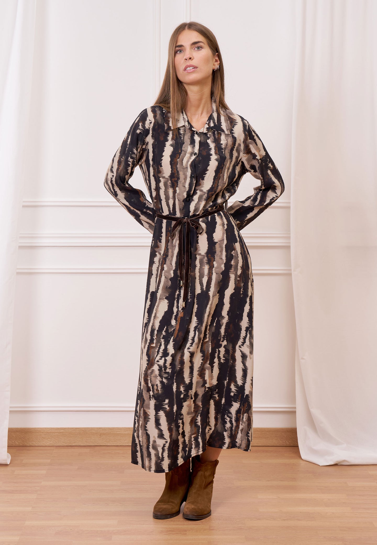 Vestito lungo chemisier fantasia