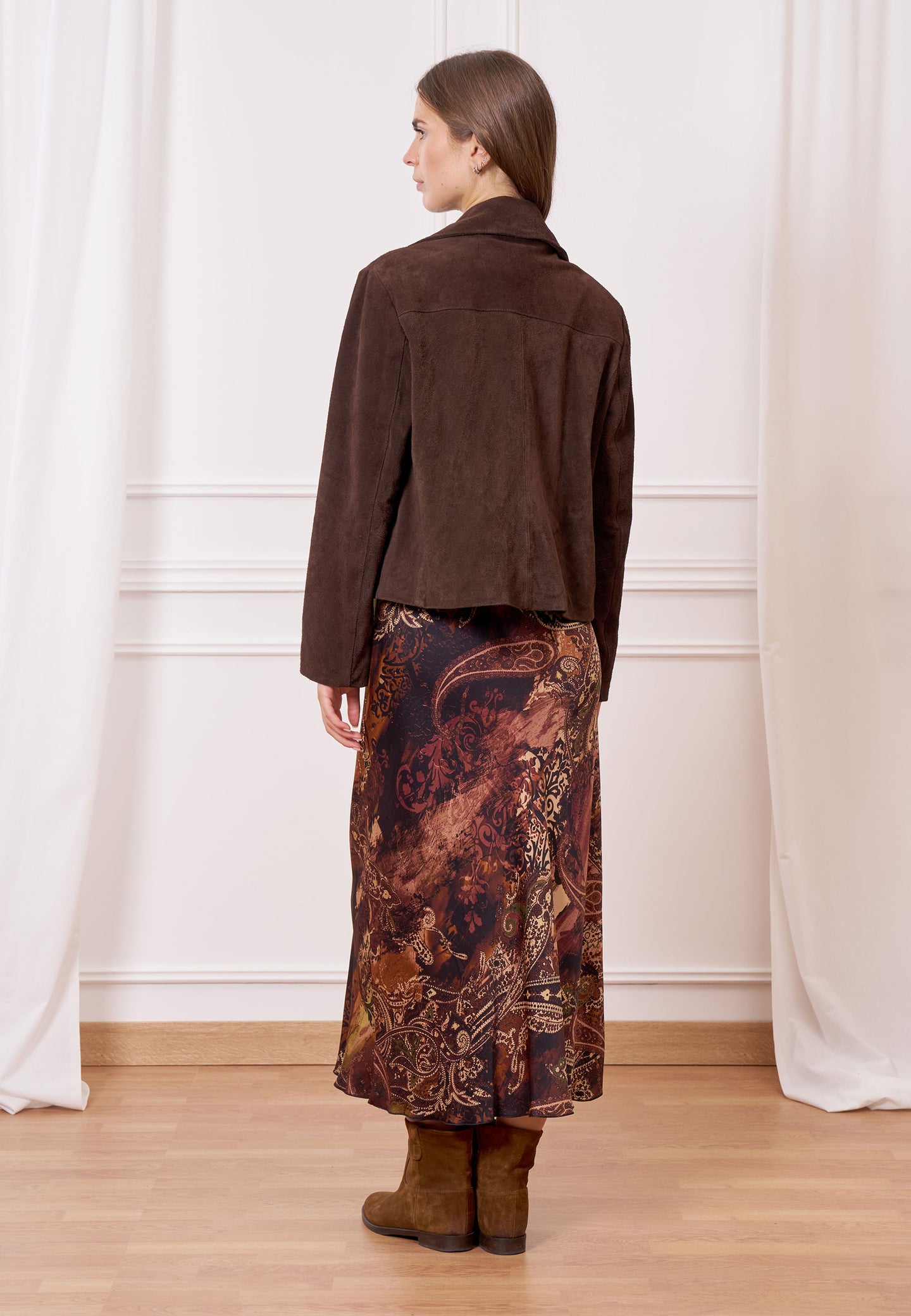 Vestito lungo fantasia in raso