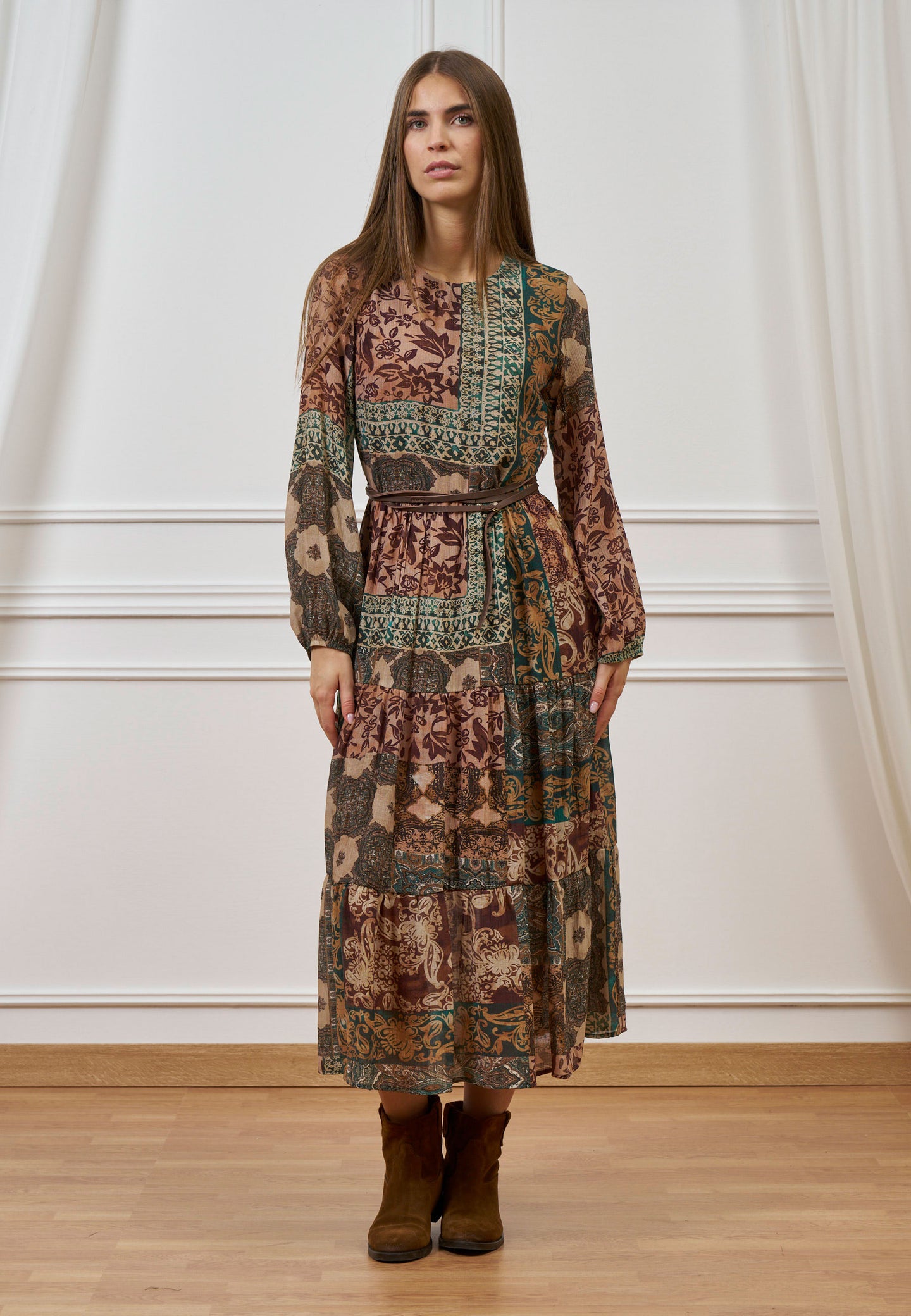 Vestito lungo fantasia patchwork