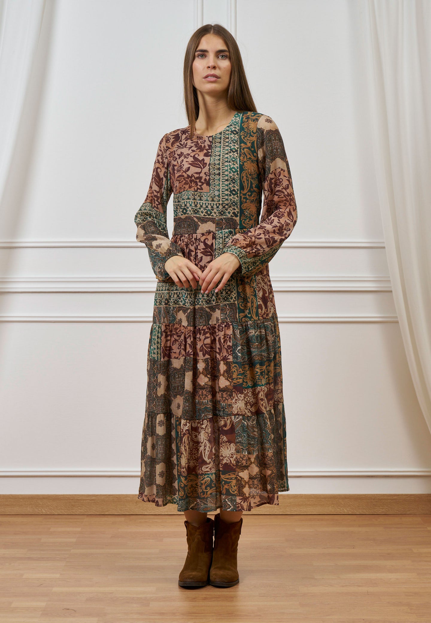 Vestito lungo fantasia patchwork