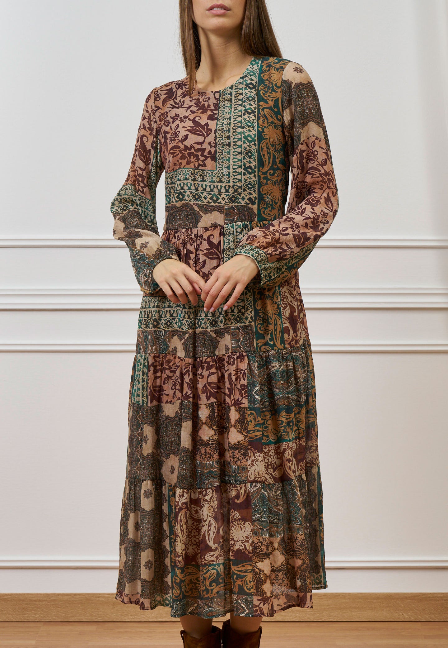 Vestito lungo fantasia patchwork