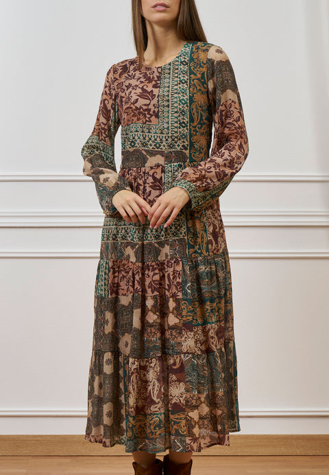 Vestito lungo fantasia patchwork