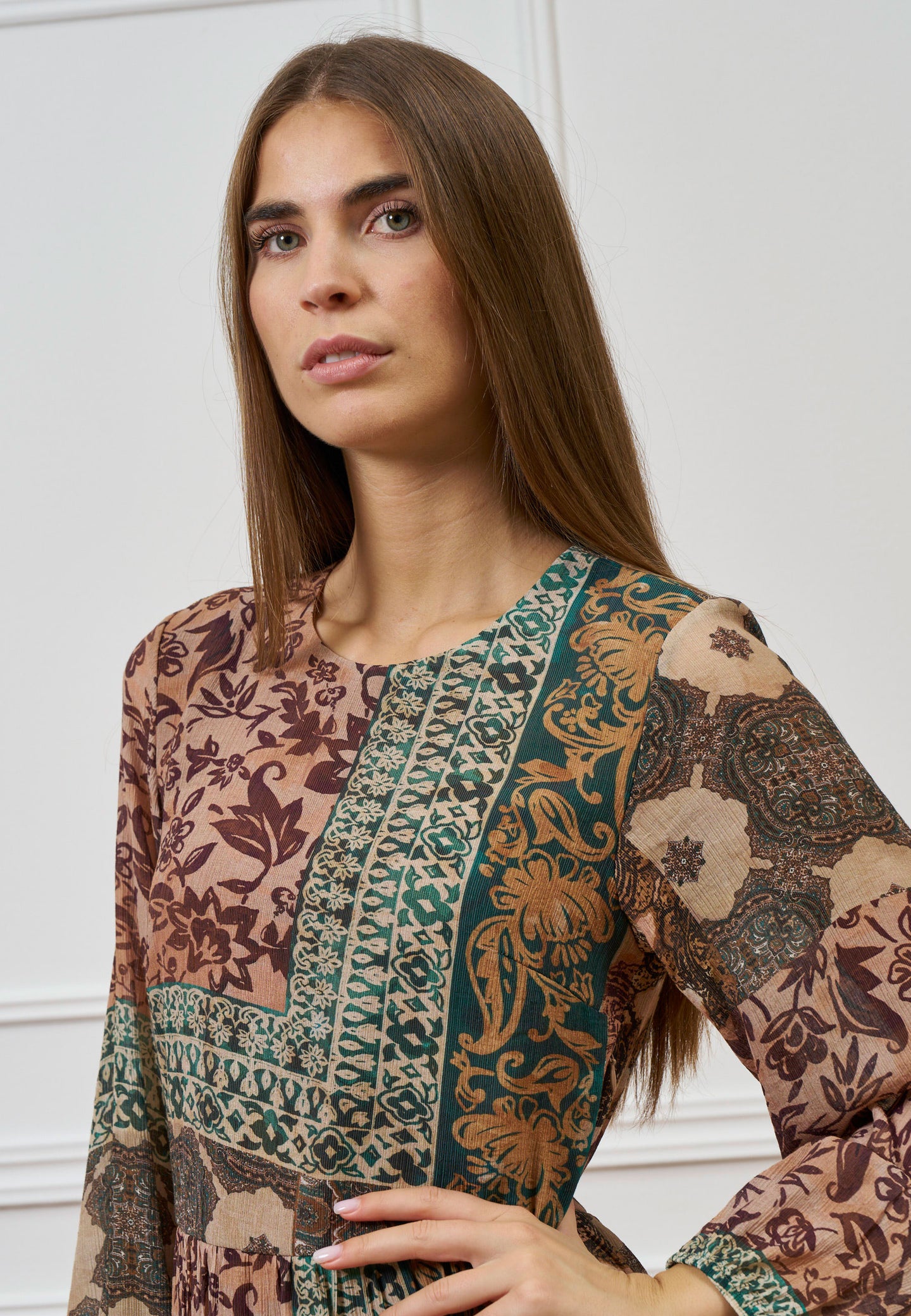 Vestito lungo fantasia patchwork