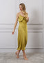 Vestito lungo in raso con fiore